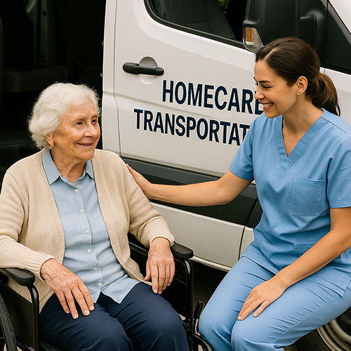 Caregiver chatting with senior